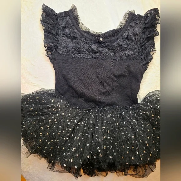 Dance Leotard & Black Tutu With Silver Glitter Sparkles - Picture 8 of 8